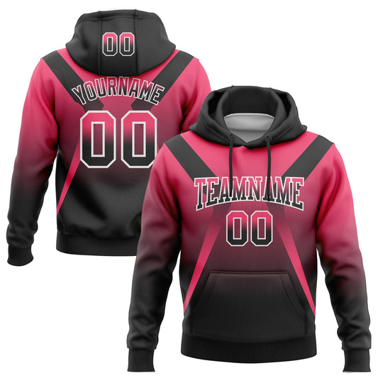 Custom Stitched Neon Pink Black-White Fade Fashion Arrow Sports Pullover Sweatshirt Hoodie - Main View