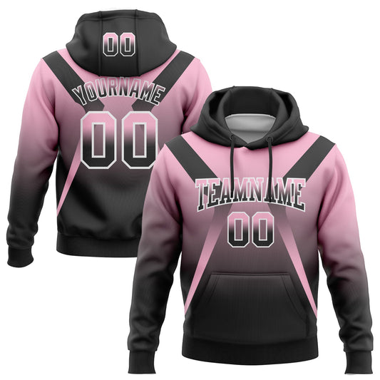 Custom Stitched Light Pink Black-White Fade Fashion Arrow Sports Pullover Sweatshirt Hoodie - Main View