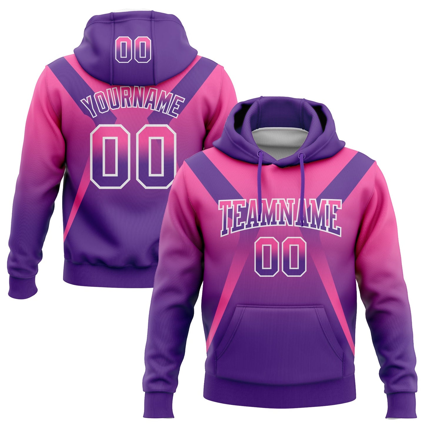 Custom Stitched Pink Purple-White Fade Fashion Arrow Sports Pullover Sweatshirt Hoodie - Main View