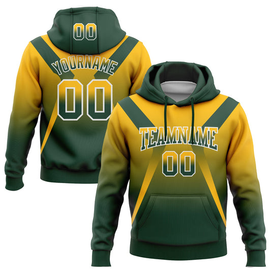 Custom Stitched Gold Green-White Fade Fashion Arrow Sports Pullover Sweatshirt Hoodie - Main View