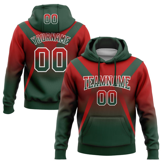 Custom Stitched Red Green-White Fade Fashion Arrow Sports Pullover Sweatshirt Hoodie - Main View