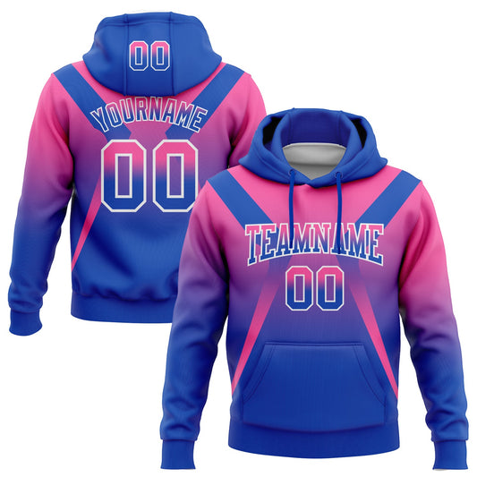 Custom Stitched Pink Thunder Blue-White Fade Fashion Arrow Sports Pullover Sweatshirt Hoodie - Main View