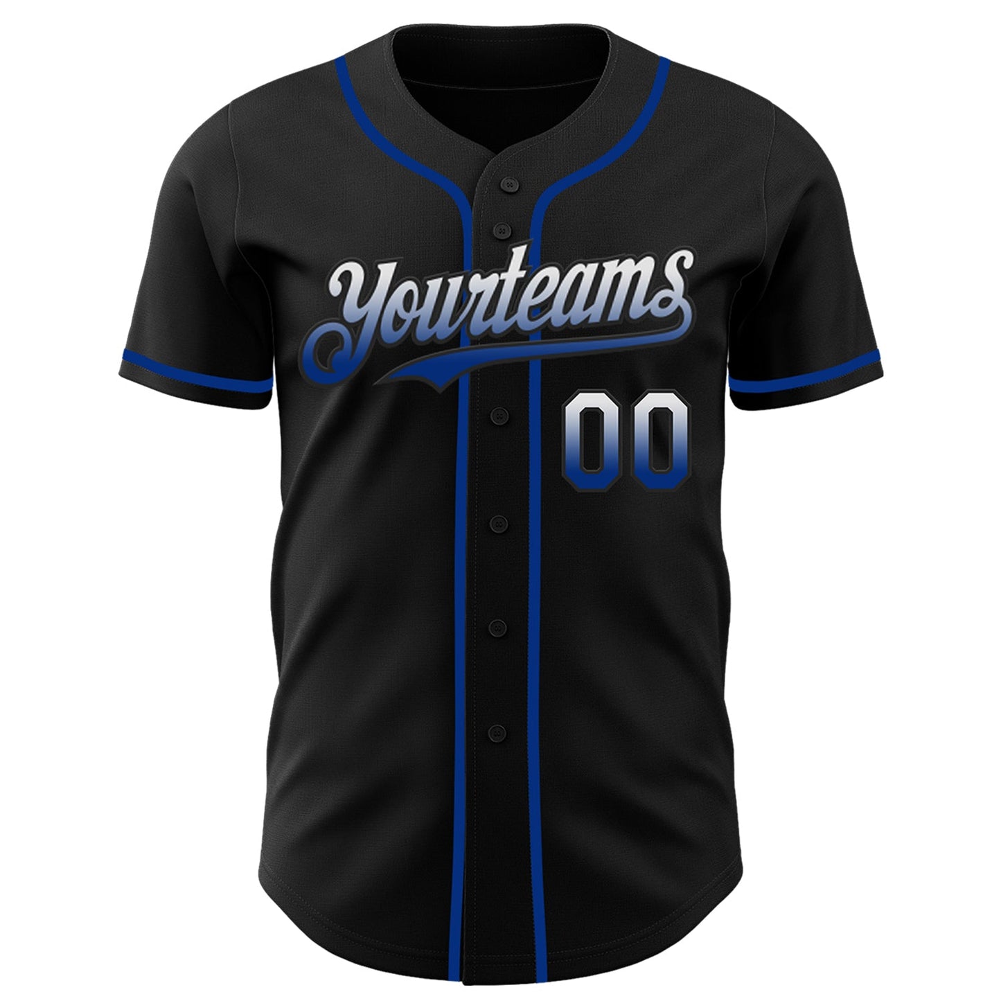 Custom Black White-Royal Authentic Fade Fashion Baseball Jersey view 2