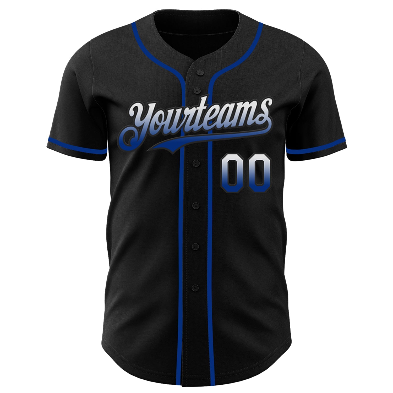 Custom Black White-Royal Authentic Fade Fashion Baseball Jersey view 2
