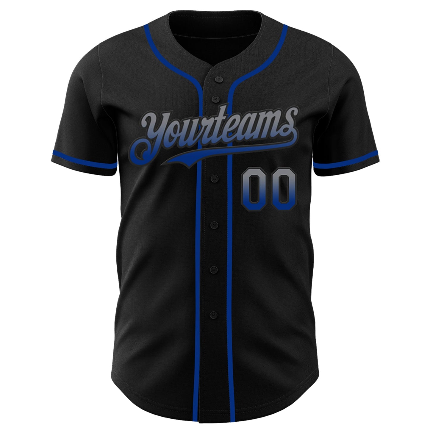 Custom Black Gray-Royal Authentic Fade Fashion Baseball Jersey view 2