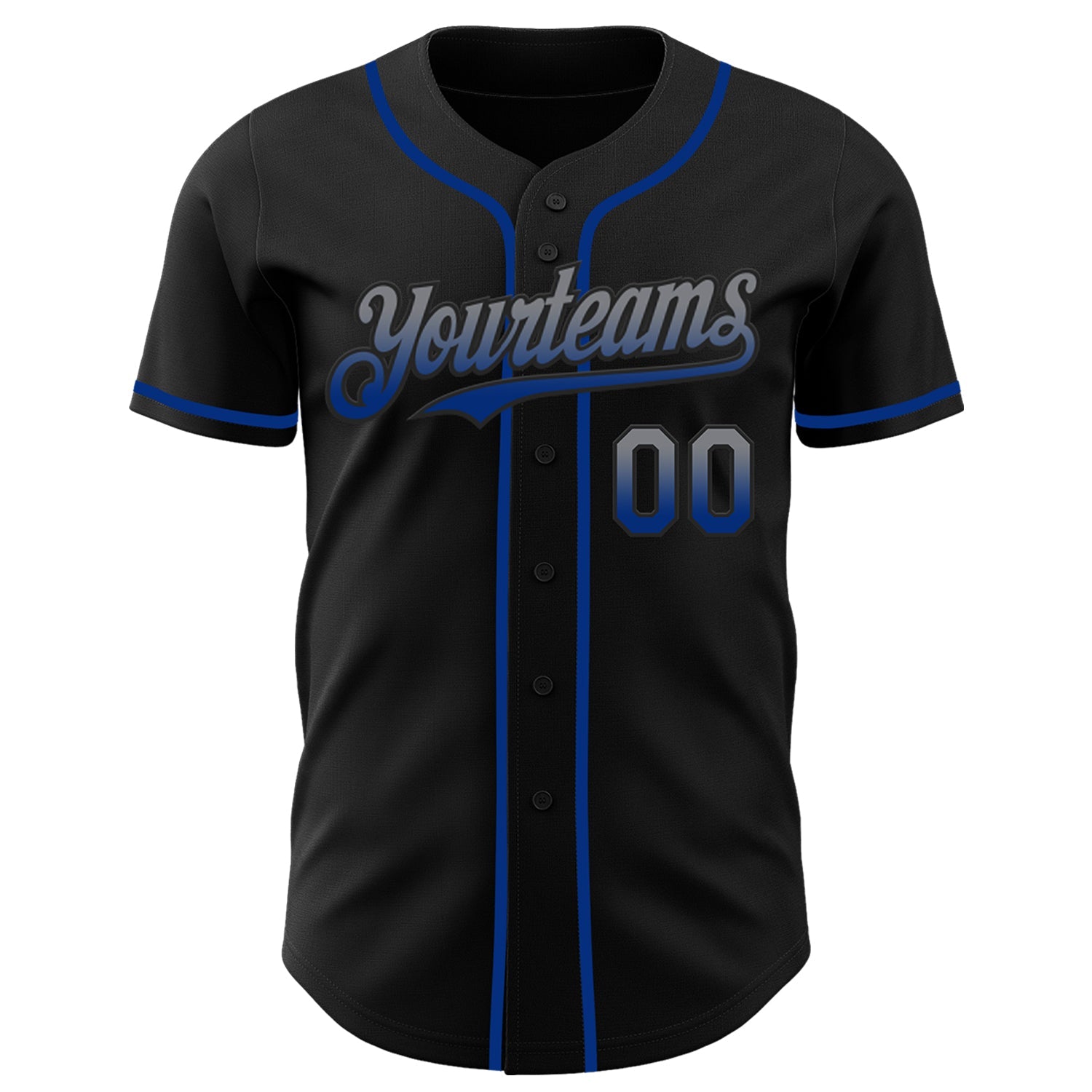 Custom Black Gray-Royal Authentic Fade Fashion Baseball Jersey view 2