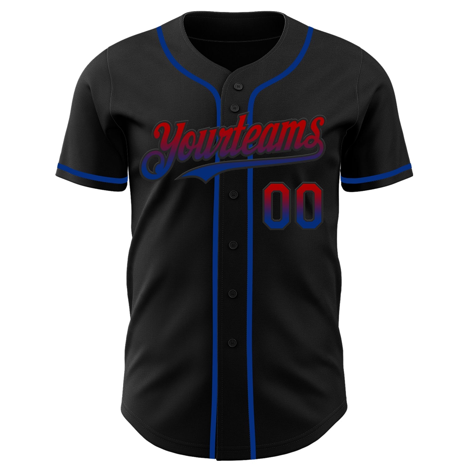 Custom Black Red-Royal Authentic Fade Fashion Baseball Jersey view 2