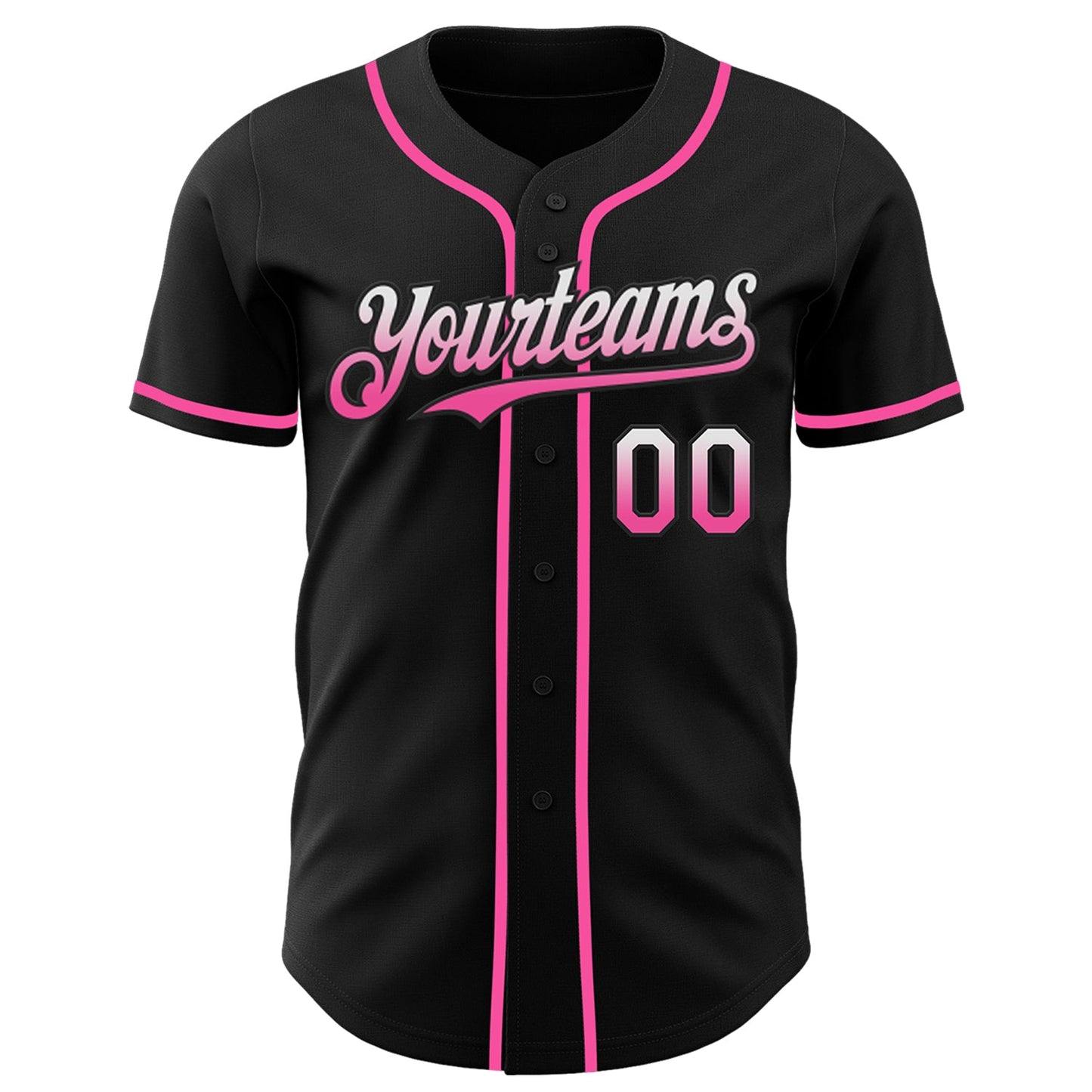 Custom Black White-Pink Authentic Fade Fashion Baseball Jersey view 2