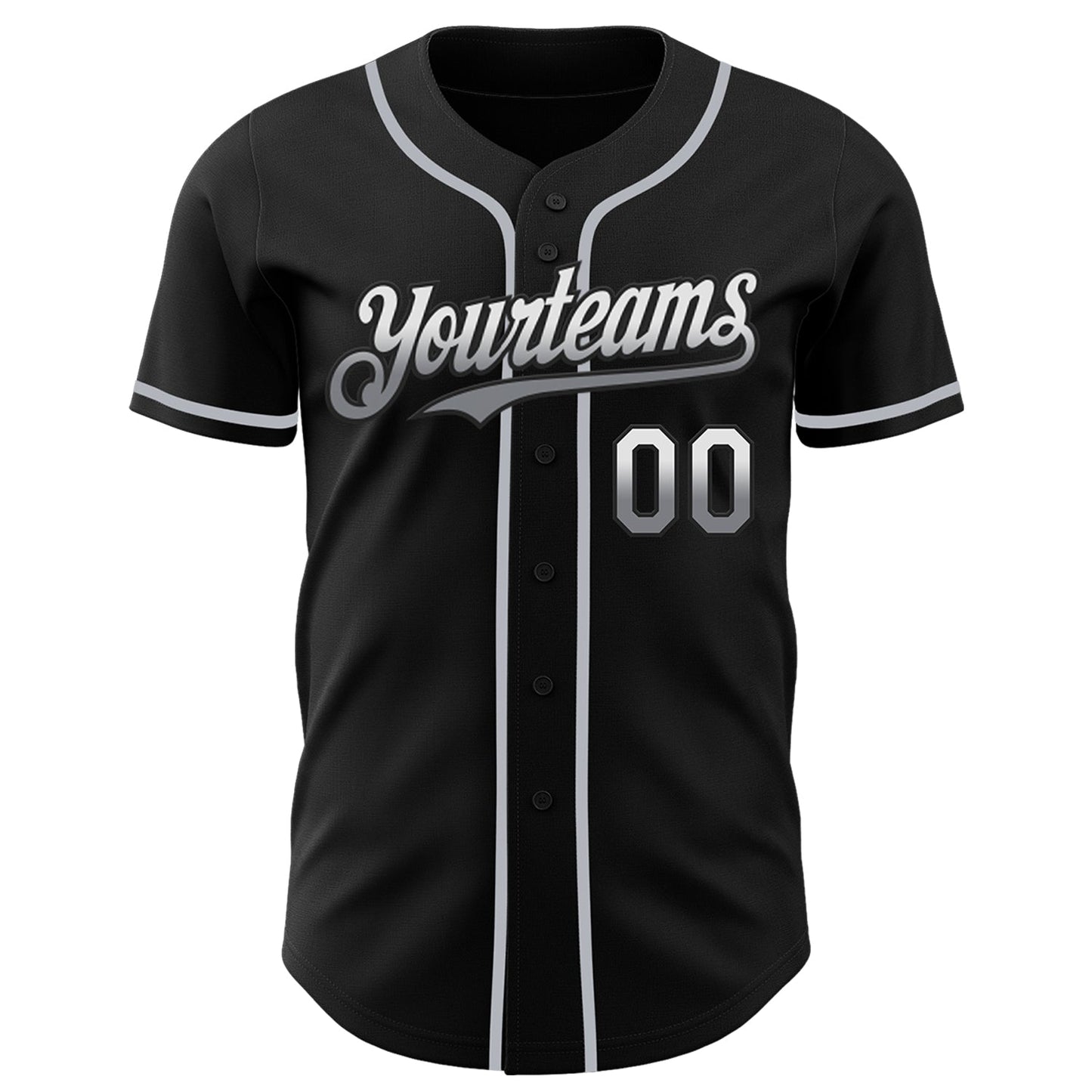 Custom Black White-Gray Authentic Fade Fashion Baseball Jersey view 2