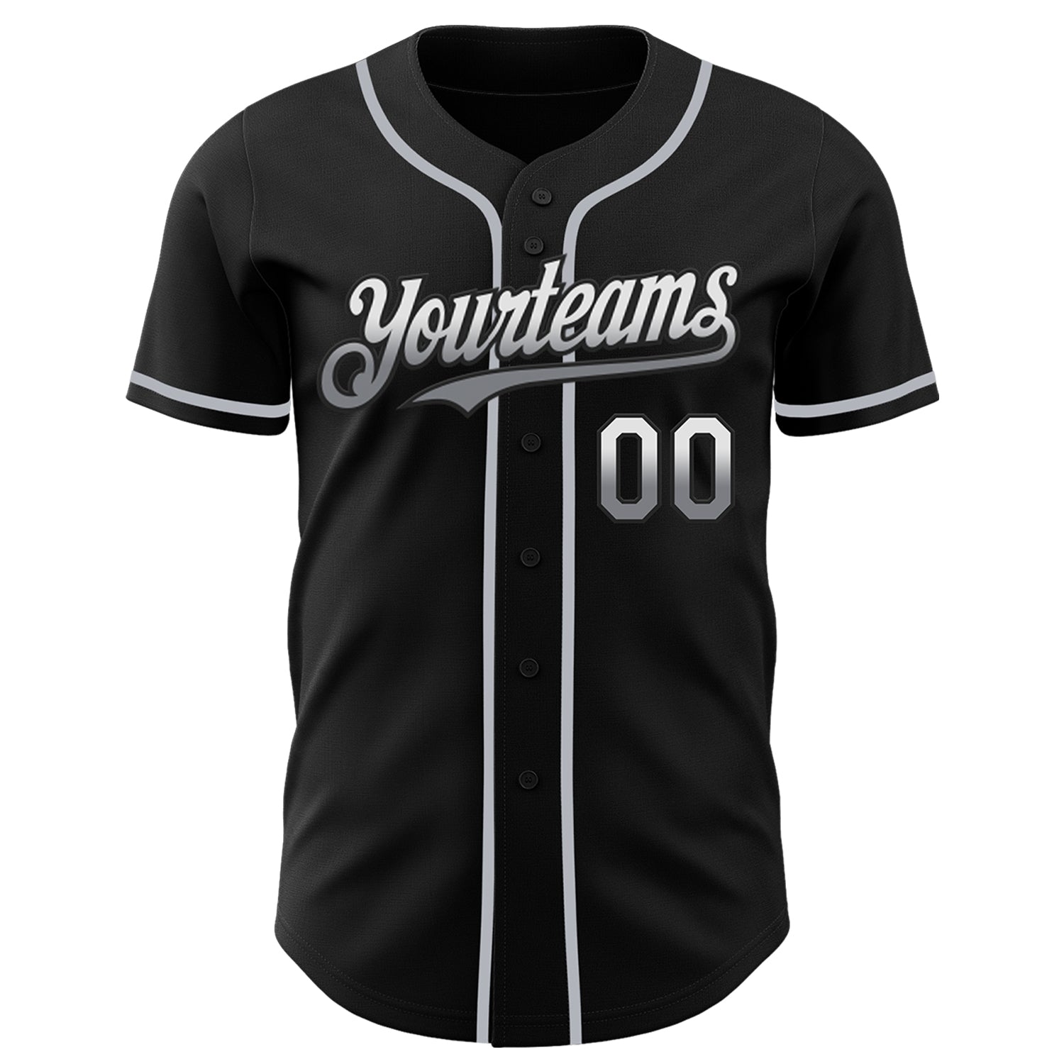 Custom Black White-Gray Authentic Fade Fashion Baseball Jersey view 2