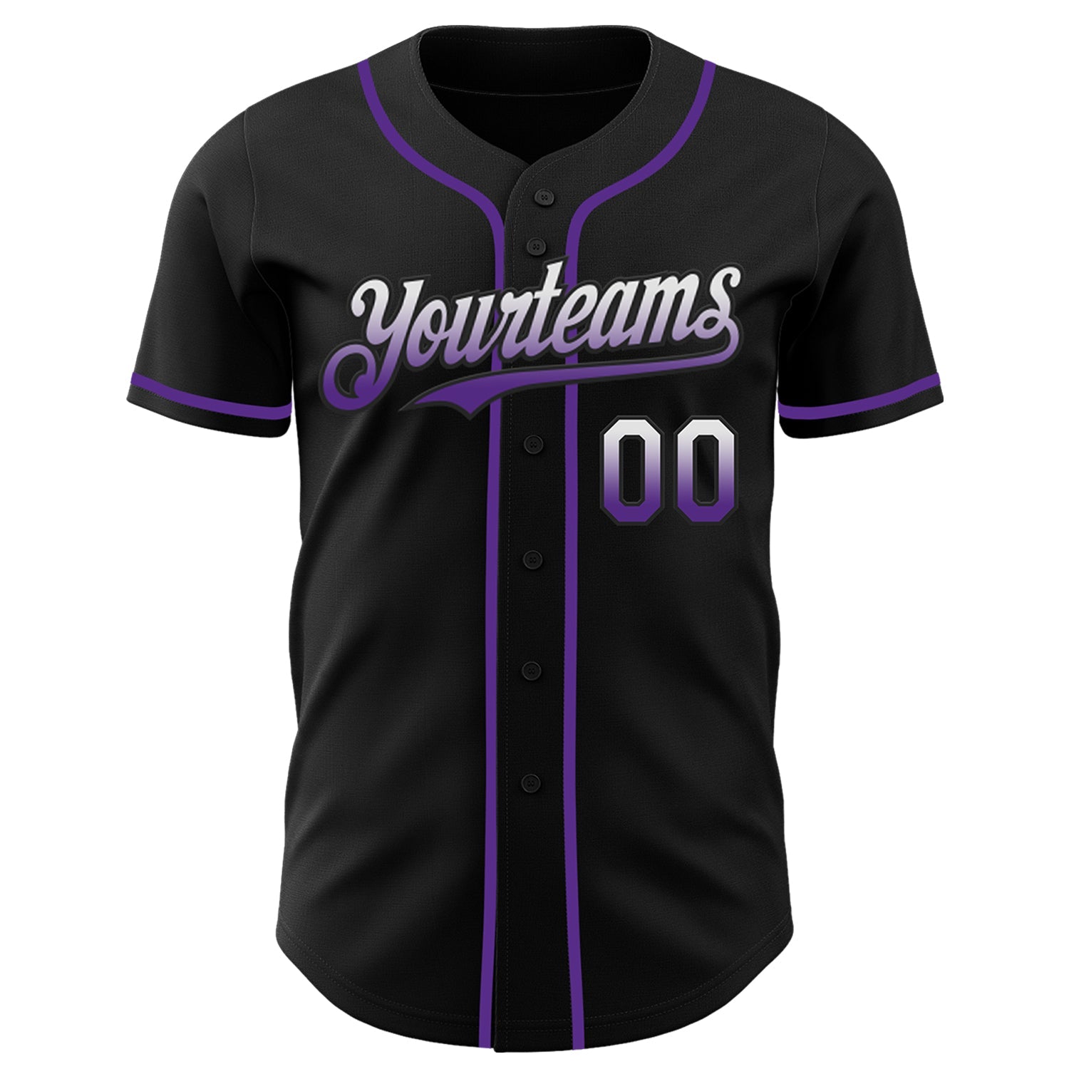 Custom Black White-Purple Authentic Fade Fashion Baseball Jersey view 2