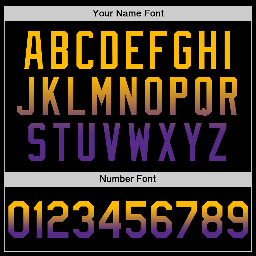 Custom Black Gold-Purple Authentic Fade Fashion Baseball Jersey view 5