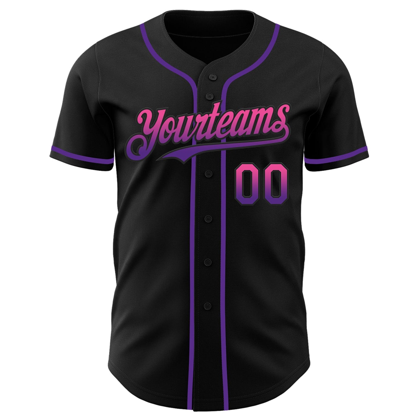 Custom Black Pink-Purple Authentic Fade Fashion Baseball Jersey view 2