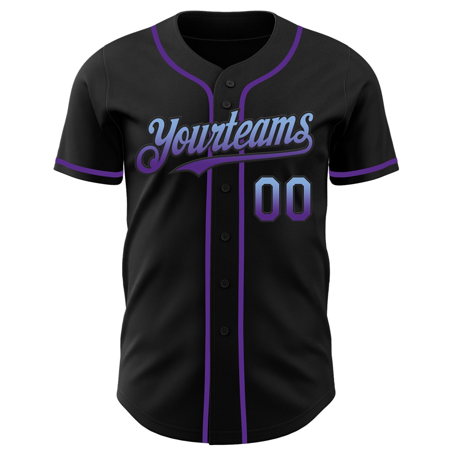 Custom Black Light Blue-Purple Authentic Fade Fashion Baseball Jersey view 2