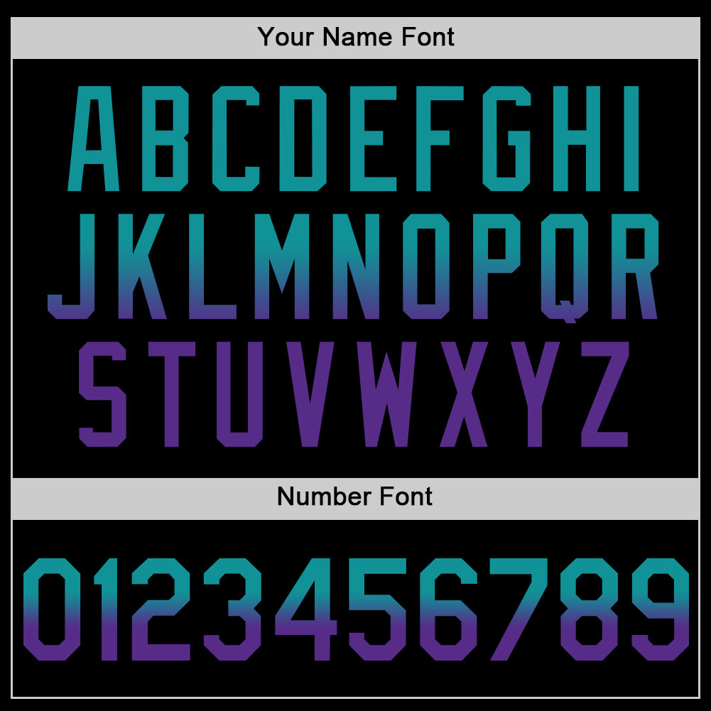 Custom Black Teal-Purple Authentic Fade Fashion Baseball Jersey view 5