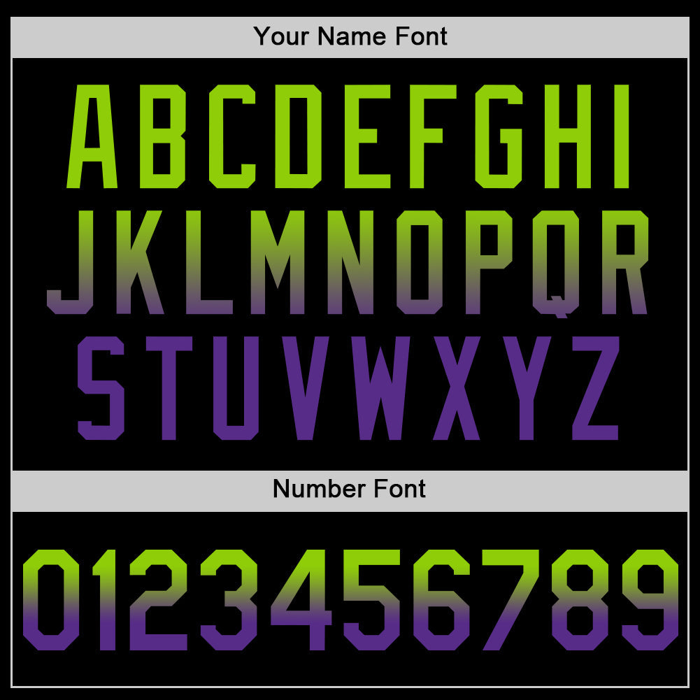 Custom Black Neon Green-Purple Authentic Fade Fashion Baseball Jersey view 5