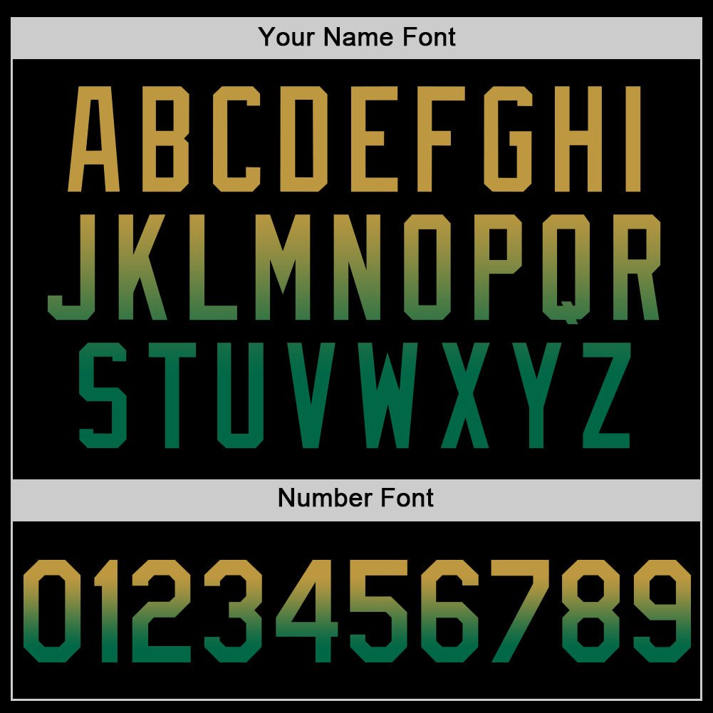 Custom Black Old Gold-Kelly Green Authentic Fade Fashion Baseball Jersey view 5