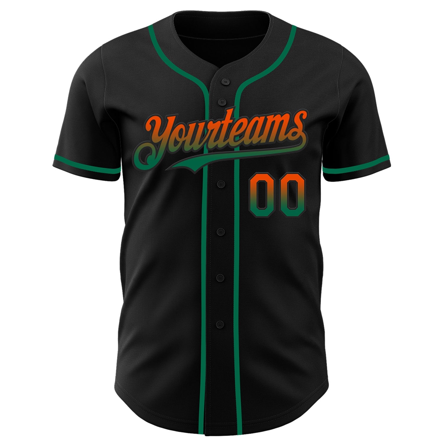 Custom Black Orange-Kelly Green Authentic Fade Fashion Baseball Jersey view 2