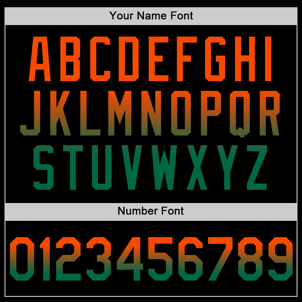 Custom Black Orange-Kelly Green Authentic Fade Fashion Baseball Jersey view 5