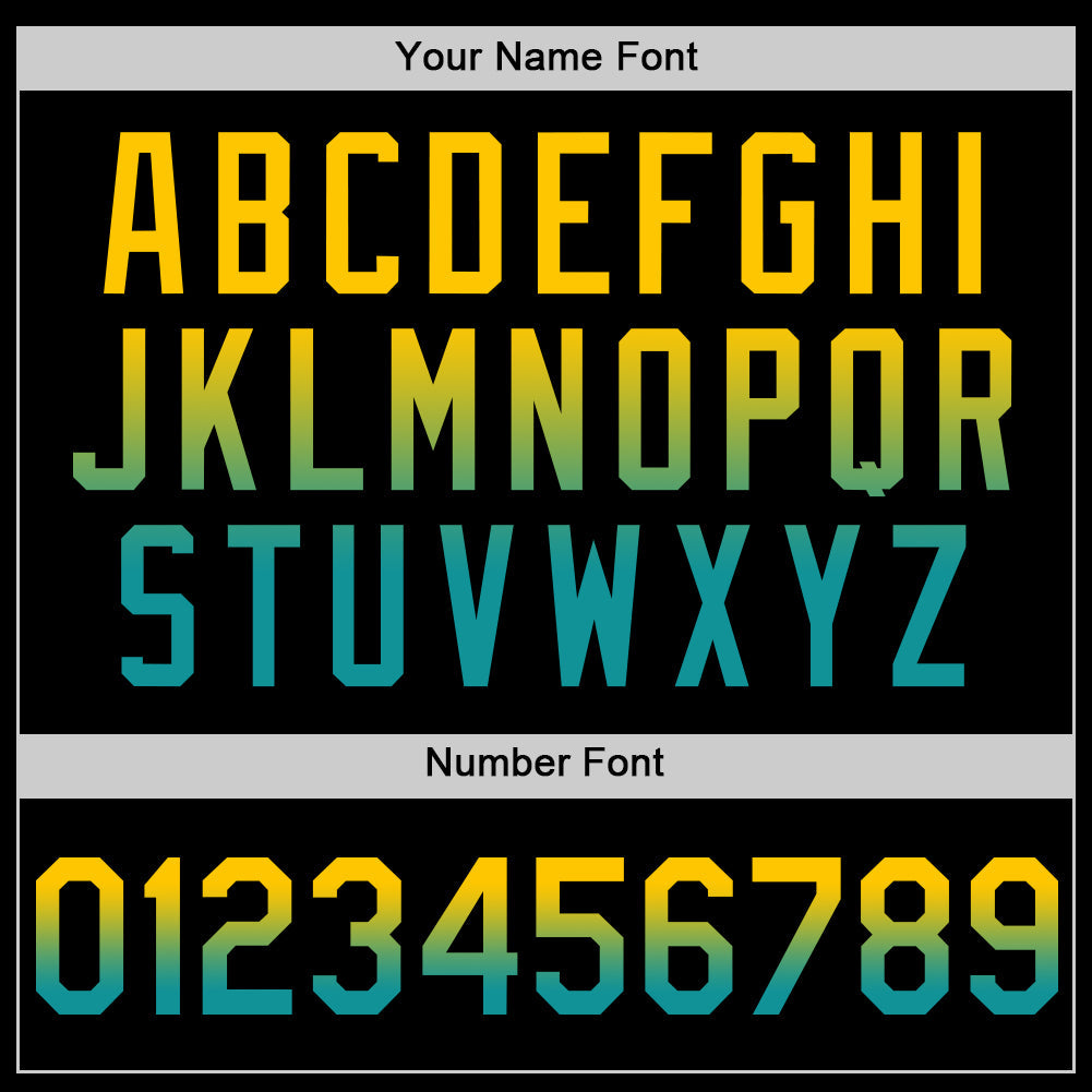 Custom Black Yellow-Teal Authentic Fade Fashion Baseball Jersey view 5