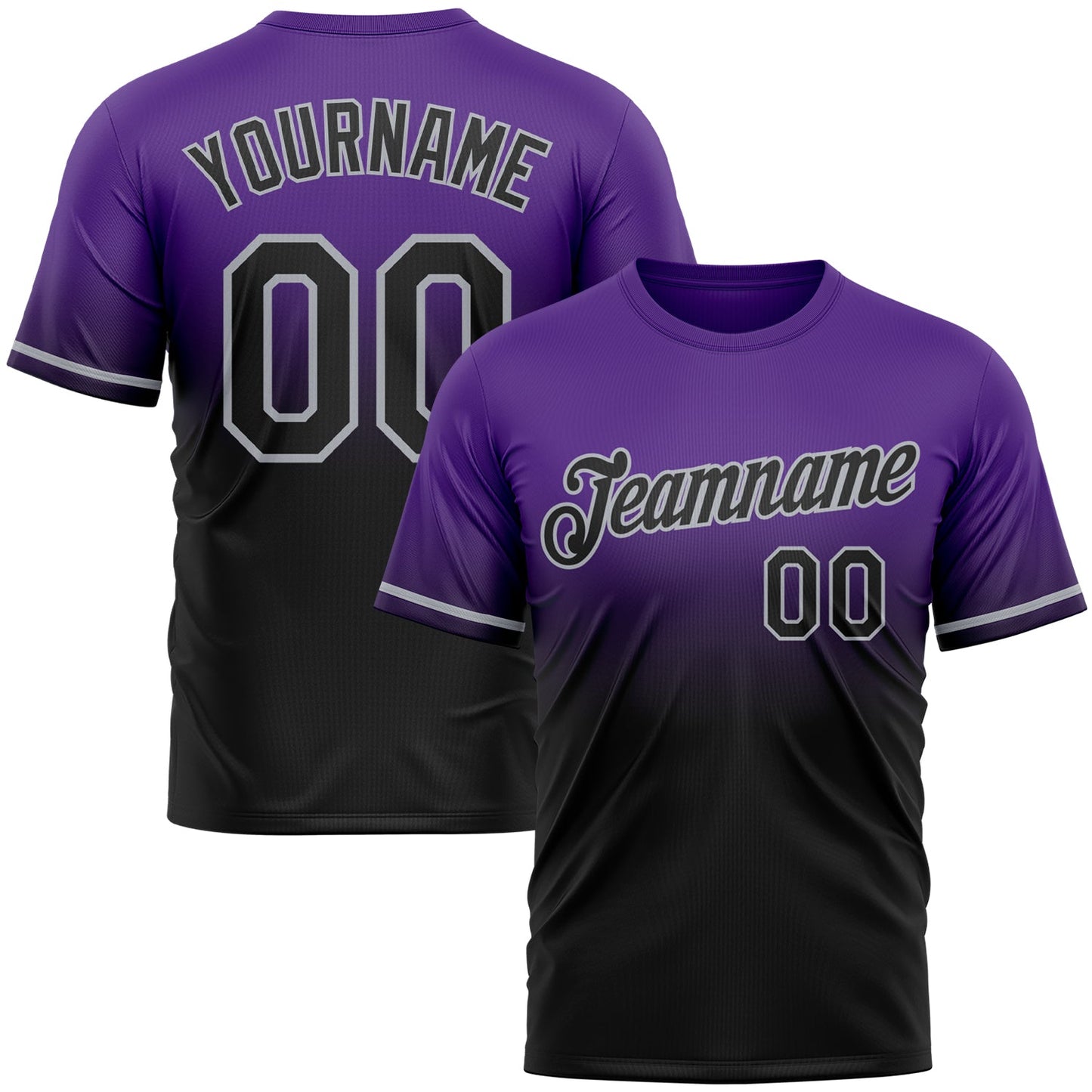 Custom Purple Black-Gray Fade Fashion Performance T-Shirt - Main View