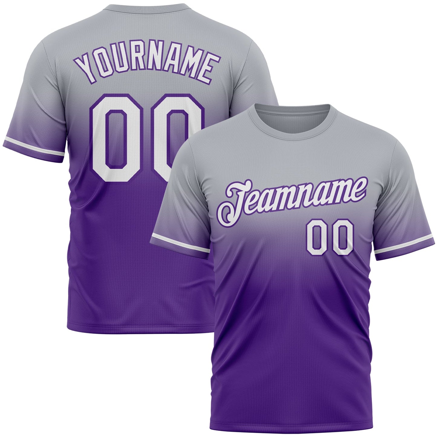 Custom Gray White-Purple Fade Fashion Performance T-Shirt - Main View