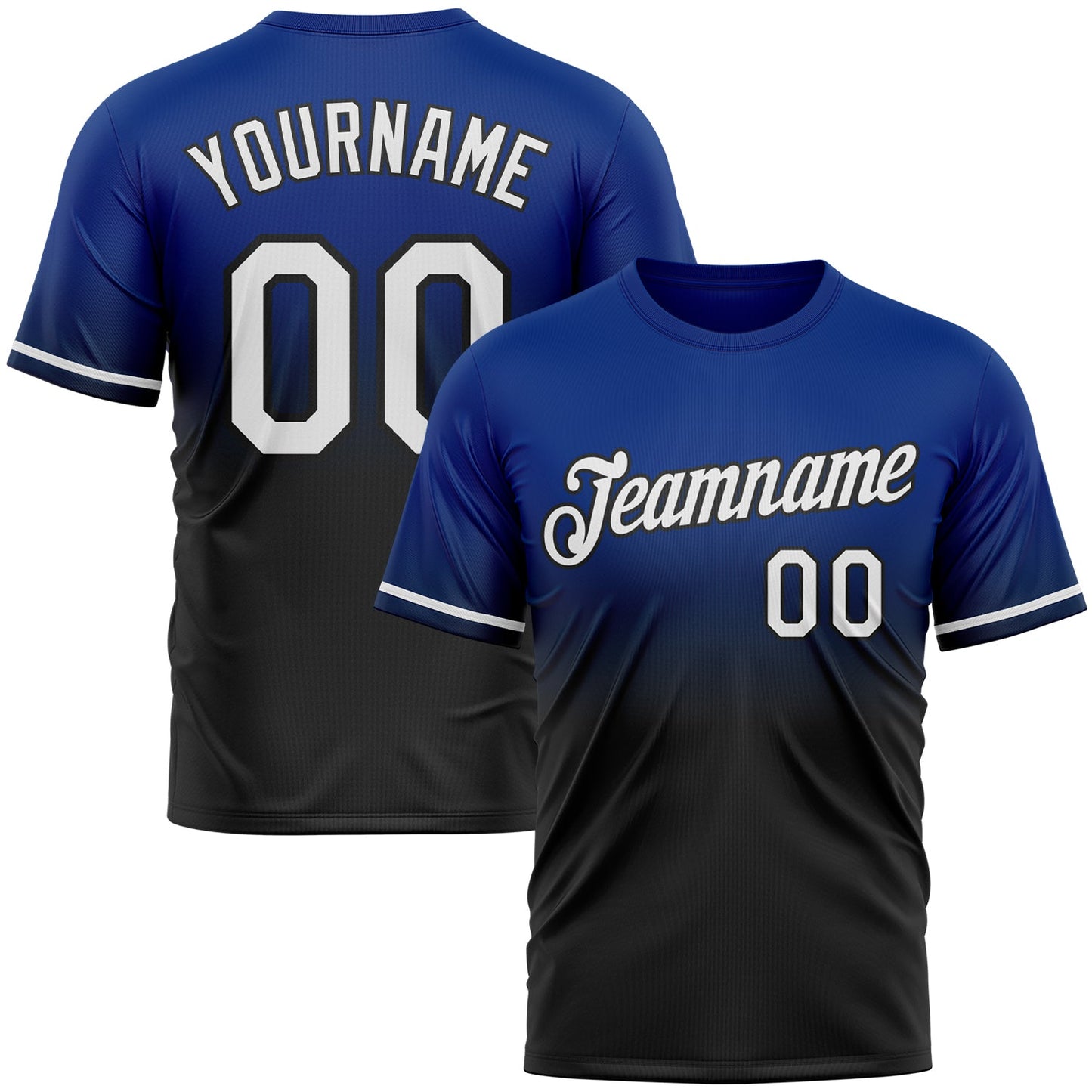 Custom Royal White-Black Fade Fashion Performance T-Shirt - Main View