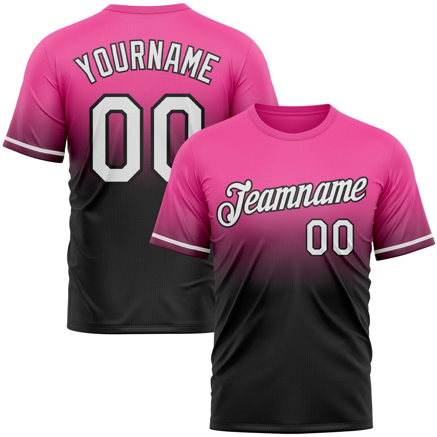 Custom Pink White-Black Fade Fashion Performance T-Shirt - Main View