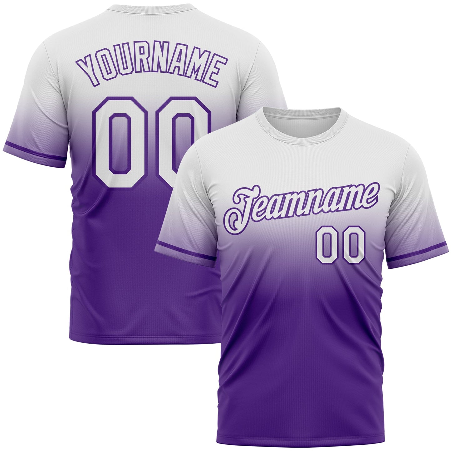 Custom White Purple Fade Fashion Performance T-Shirt - Main View