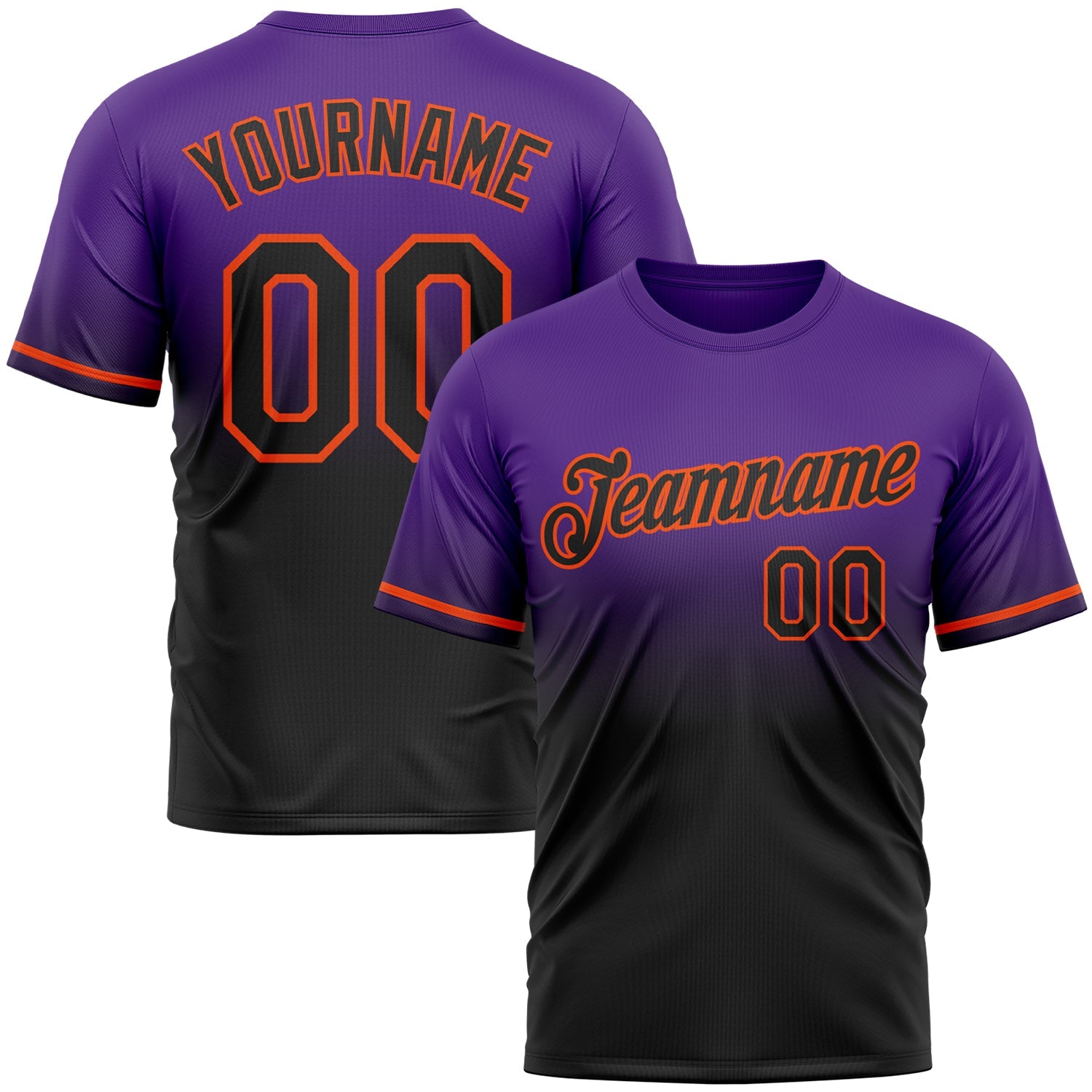 Custom Purple Black-Orange Fade Fashion Performance T-Shirt - Main View