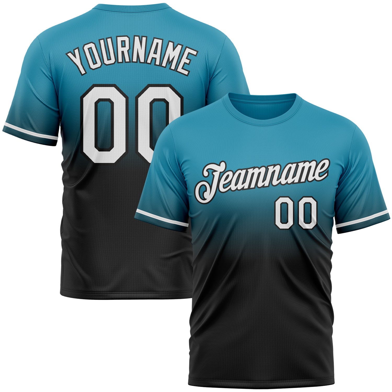 Custom Panther Blue White-Black Fade Fashion Performance T-Shirt - Main View