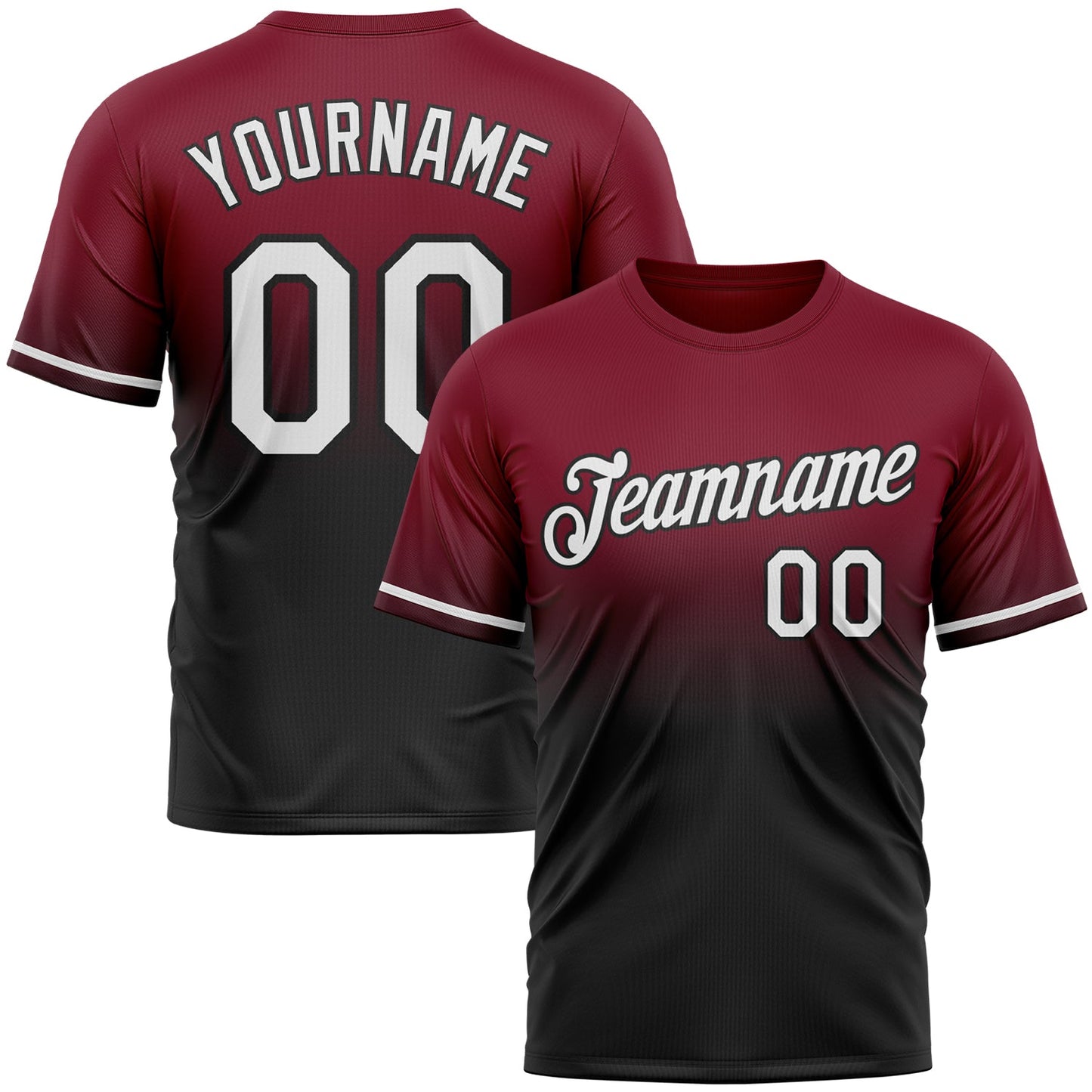 Custom Crimson White-Black Fade Fashion Performance T-Shirt - Main View