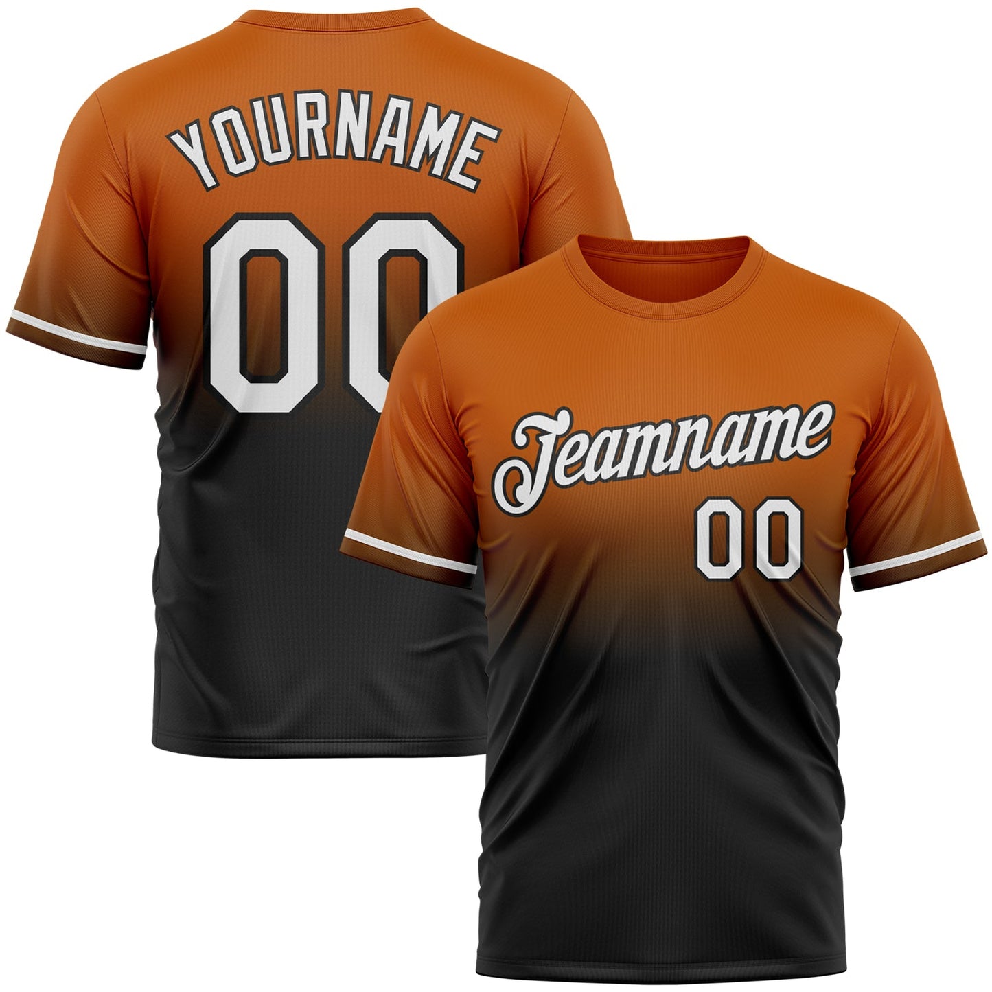 Custom Texas Orange White-Black Fade Fashion Performance T-Shirt - Main View