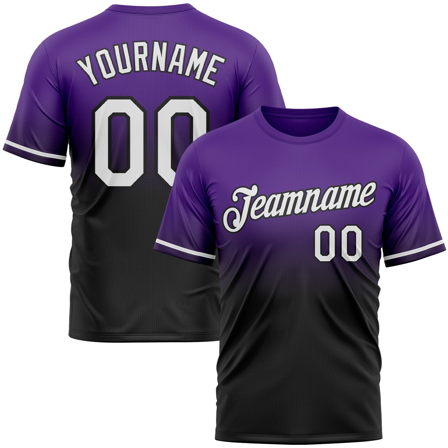 Custom Purple White-Black Fade Fashion Performance T-Shirt - Main View