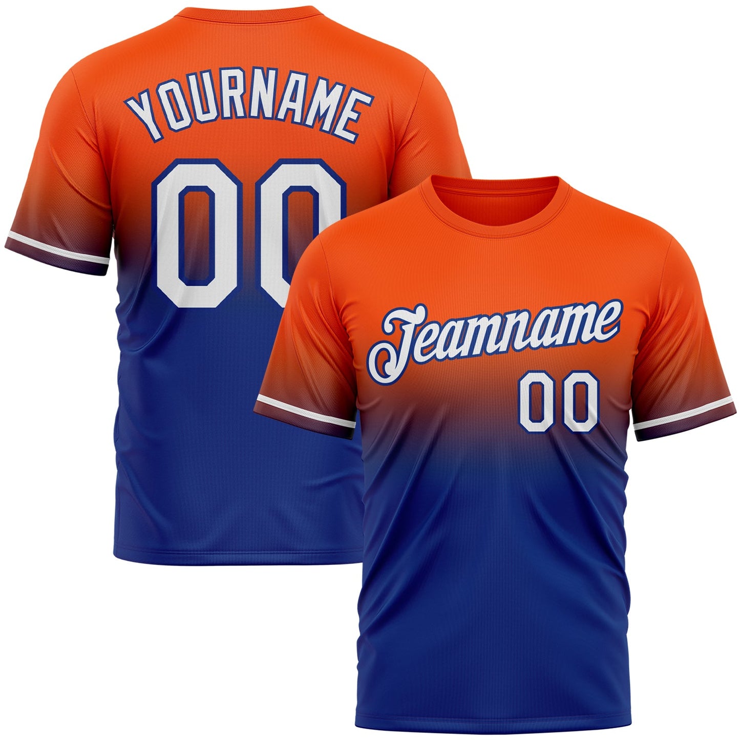 Custom Orange White-Royal Fade Fashion Performance T-Shirt - Main View