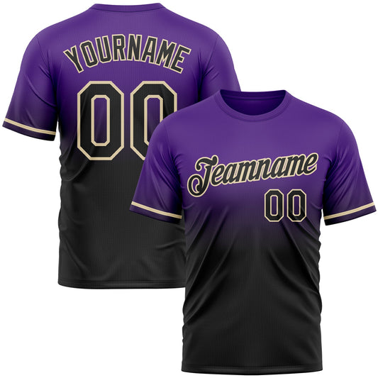 Custom Purple Black-Cream Fade Fashion Performance T-Shirt - Main View