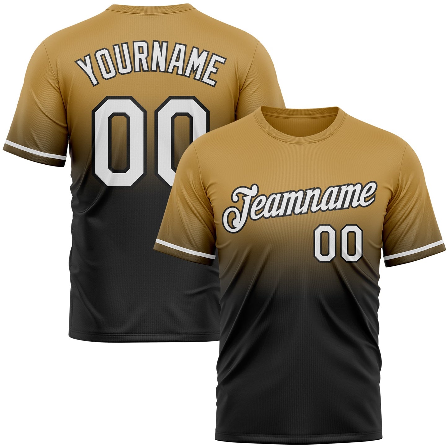 Custom Old Gold White-Black Fade Fashion Performance T-Shirt - Main View
