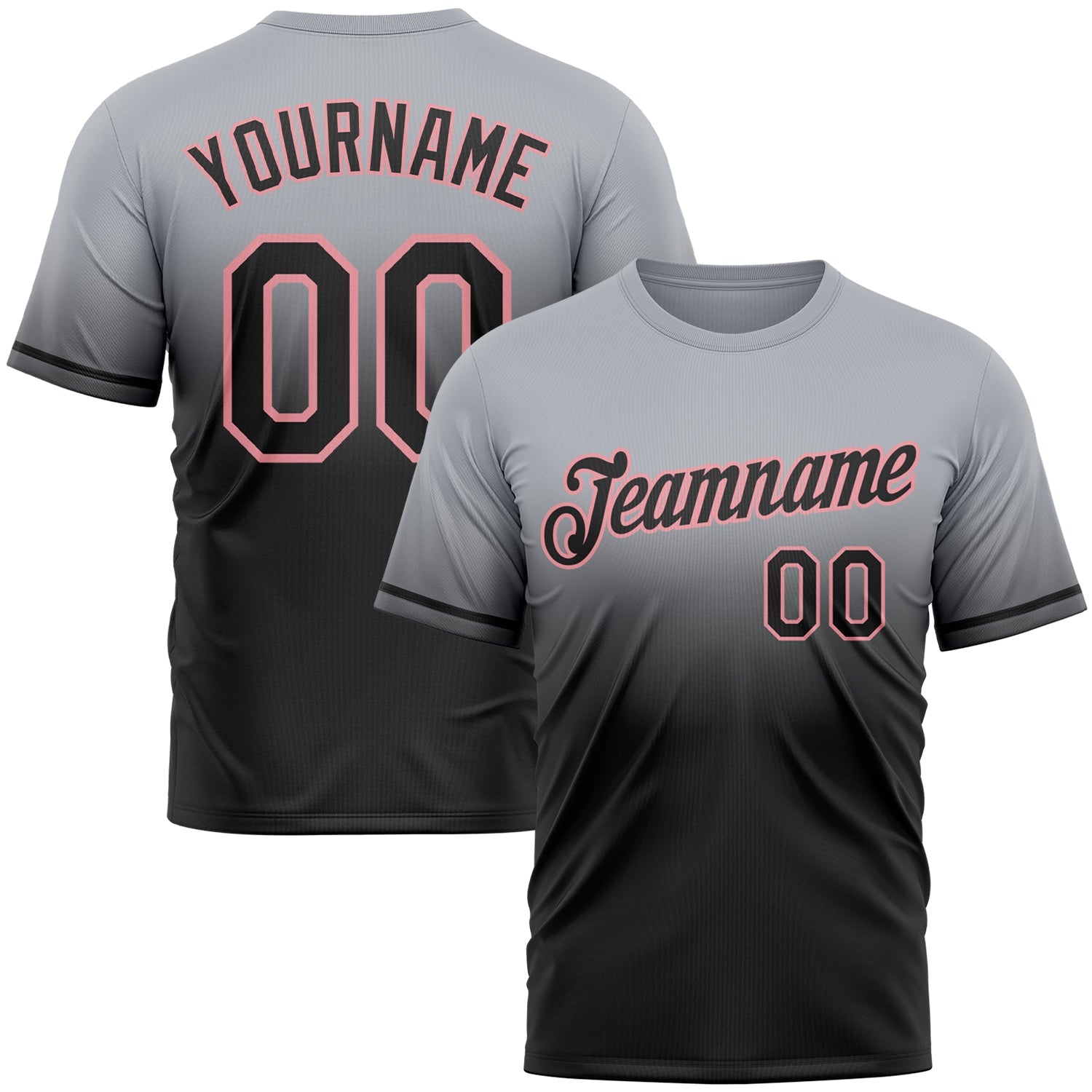 Custom Gray Black-Medium Pink Fade Fashion Performance T-Shirt - Main View
