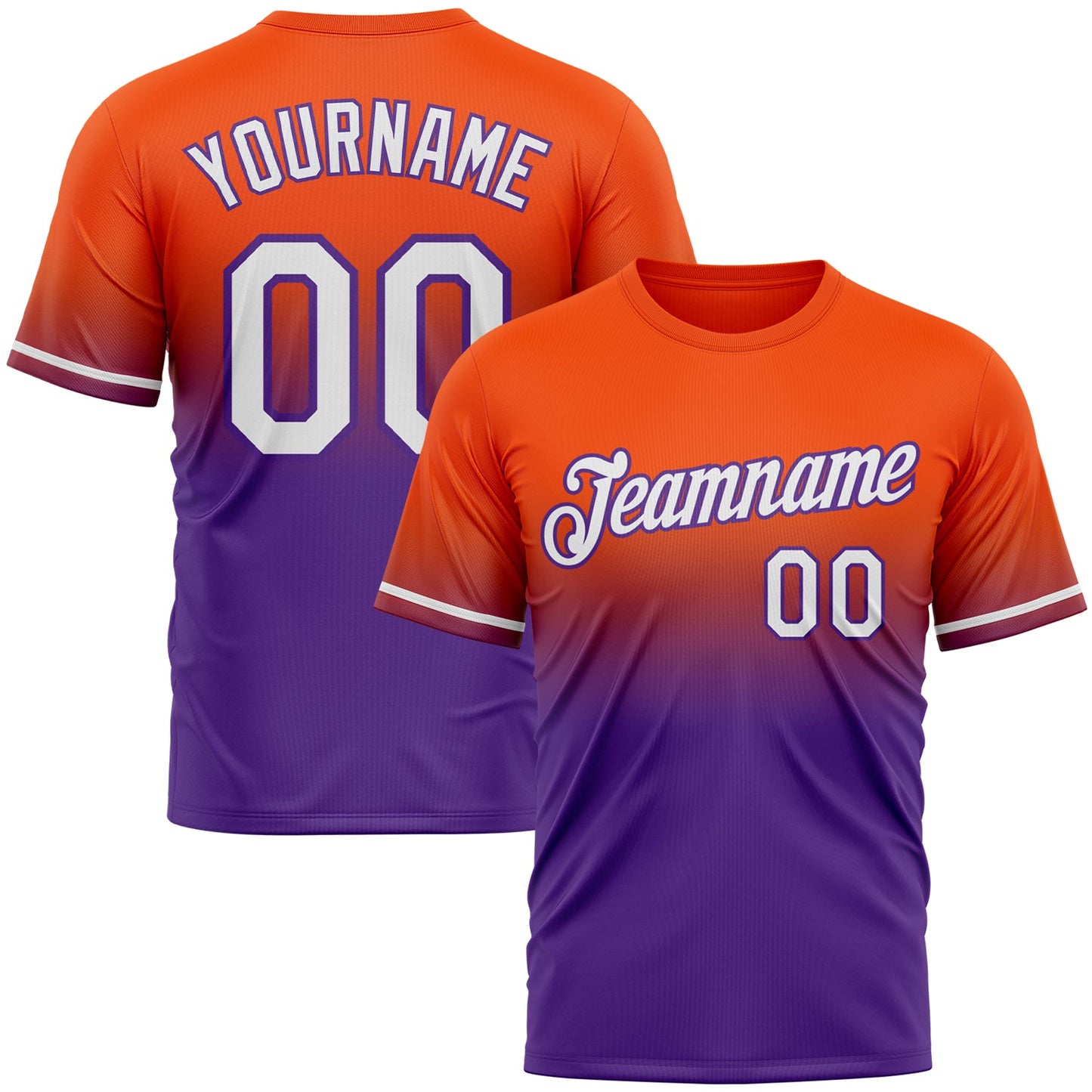 Custom Orange White-Purple Fade Fashion Performance T-Shirt - Main View