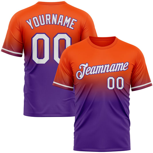 Custom Orange White-Purple Fade Fashion Performance T-Shirt - Main View