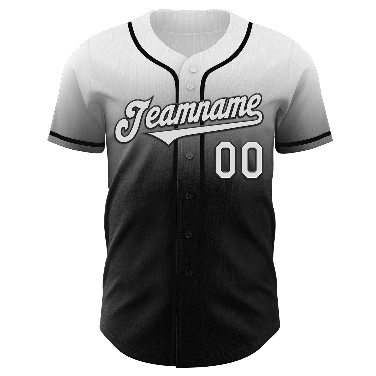 Custom White Black Authentic Fade Fashion Baseball Jersey view 2
