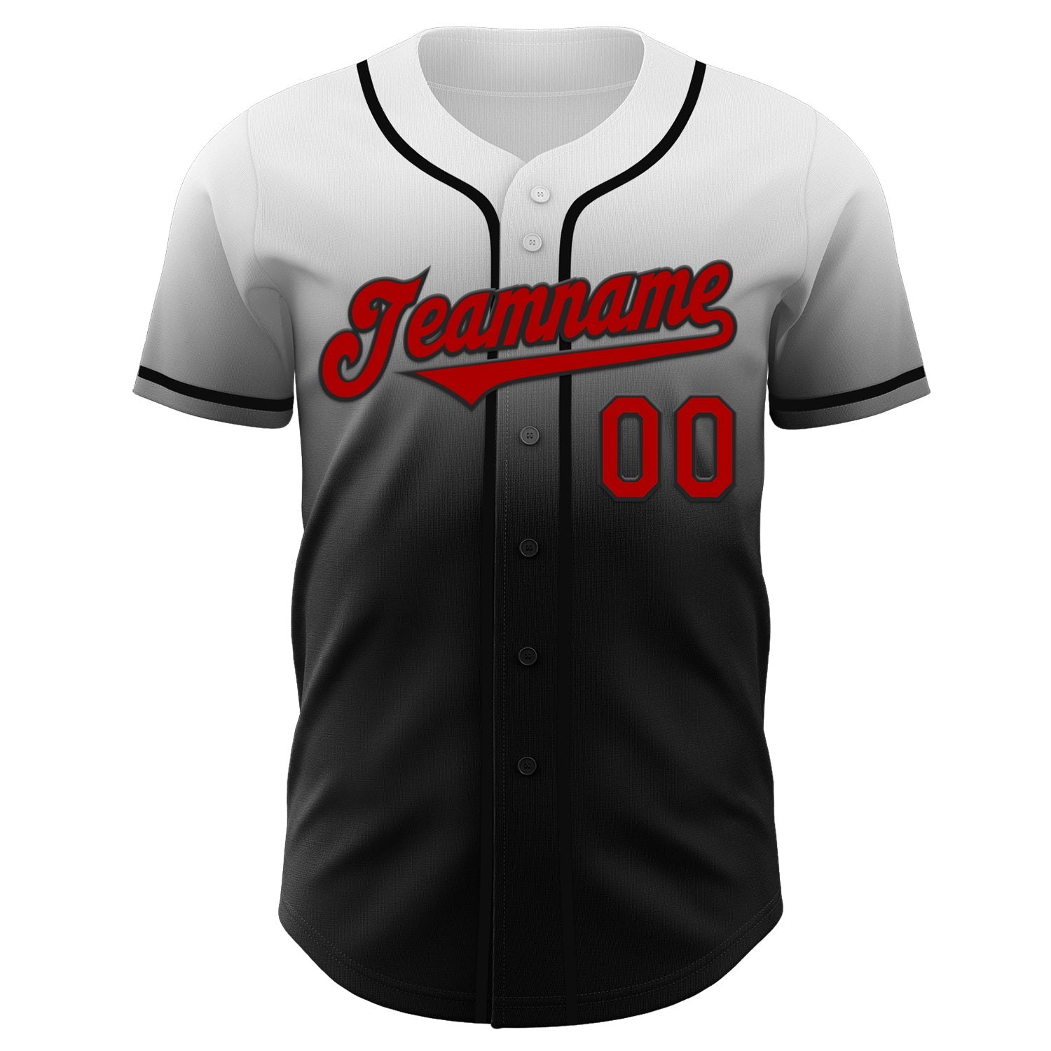 Custom White Red-Black Authentic Fade Fashion Baseball Jersey view 2