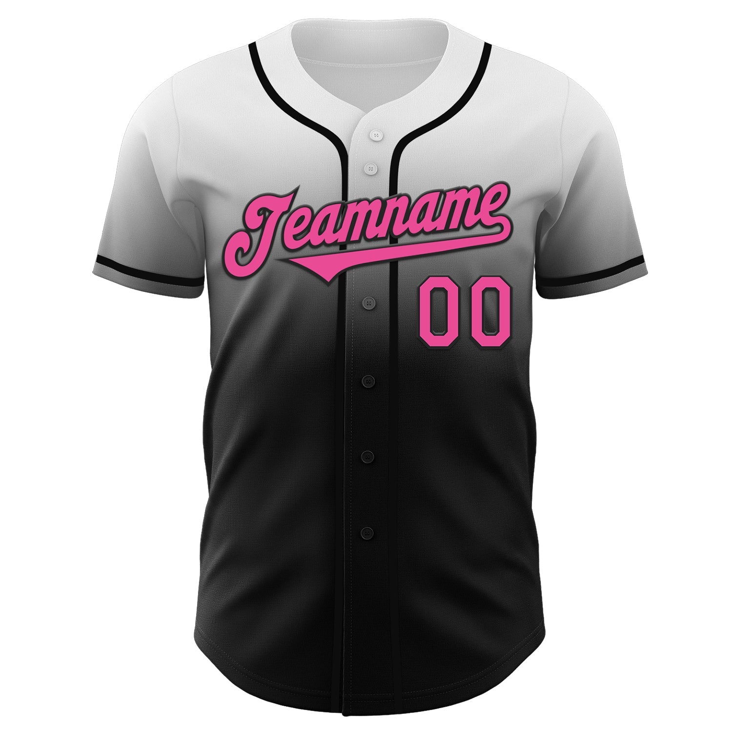 Custom White Pink-Black Authentic Fade Fashion Baseball Jersey view 2