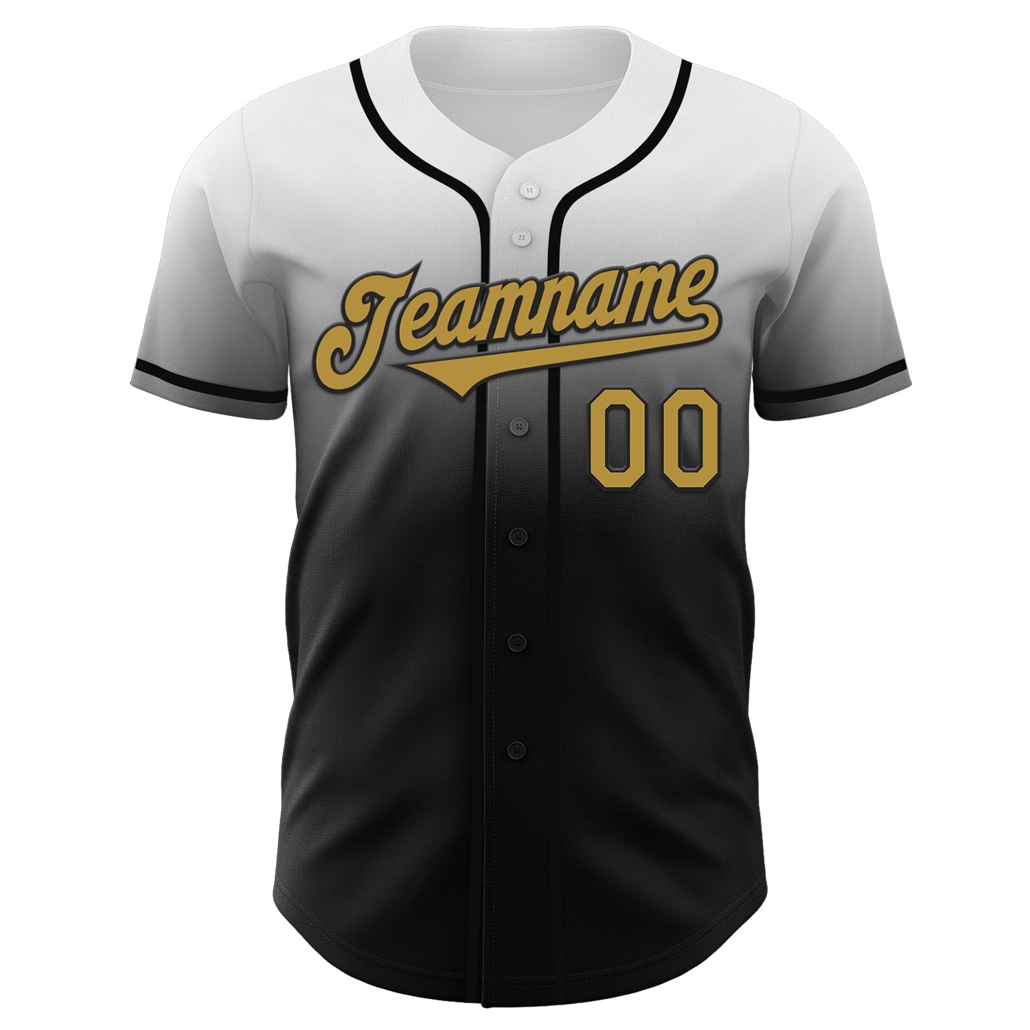 Custom White Old Gold-Black Authentic Fade Fashion Baseball Jersey view 2