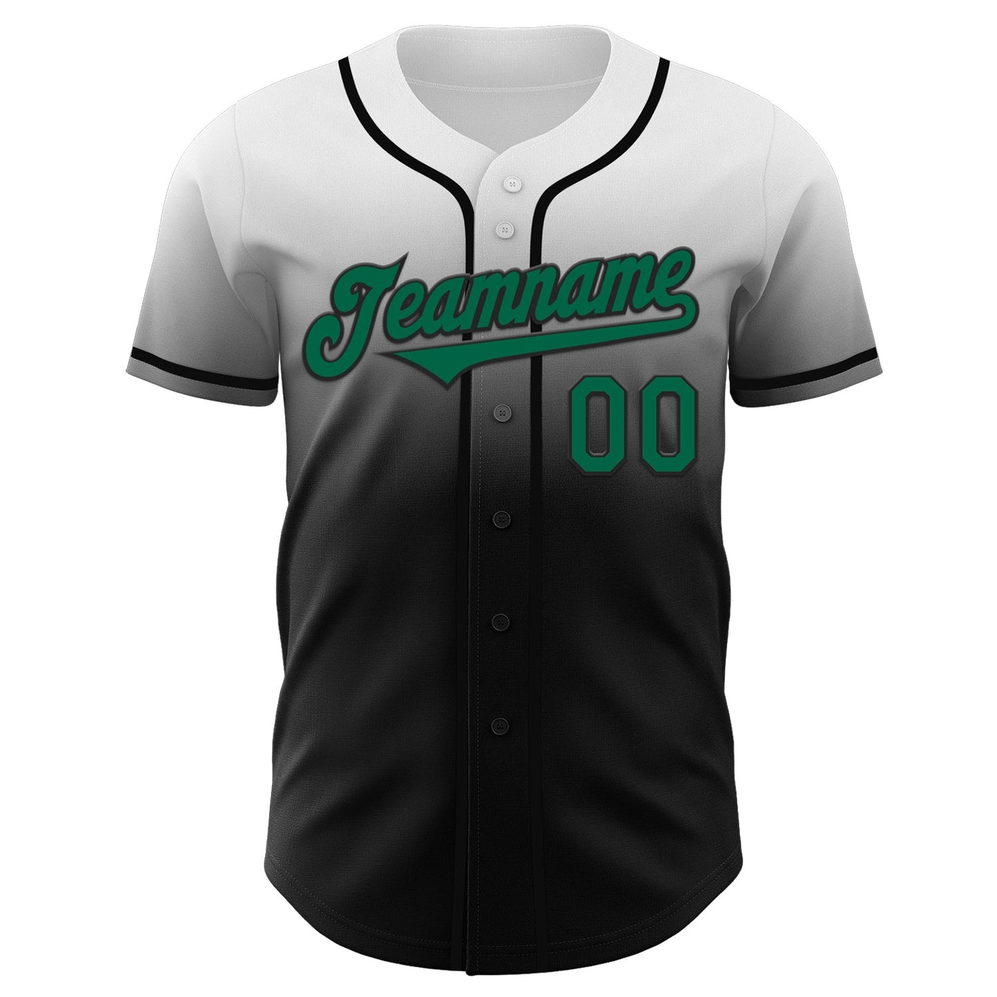 Custom White Kelly Green-Black Authentic Fade Fashion Baseball Jersey view 2