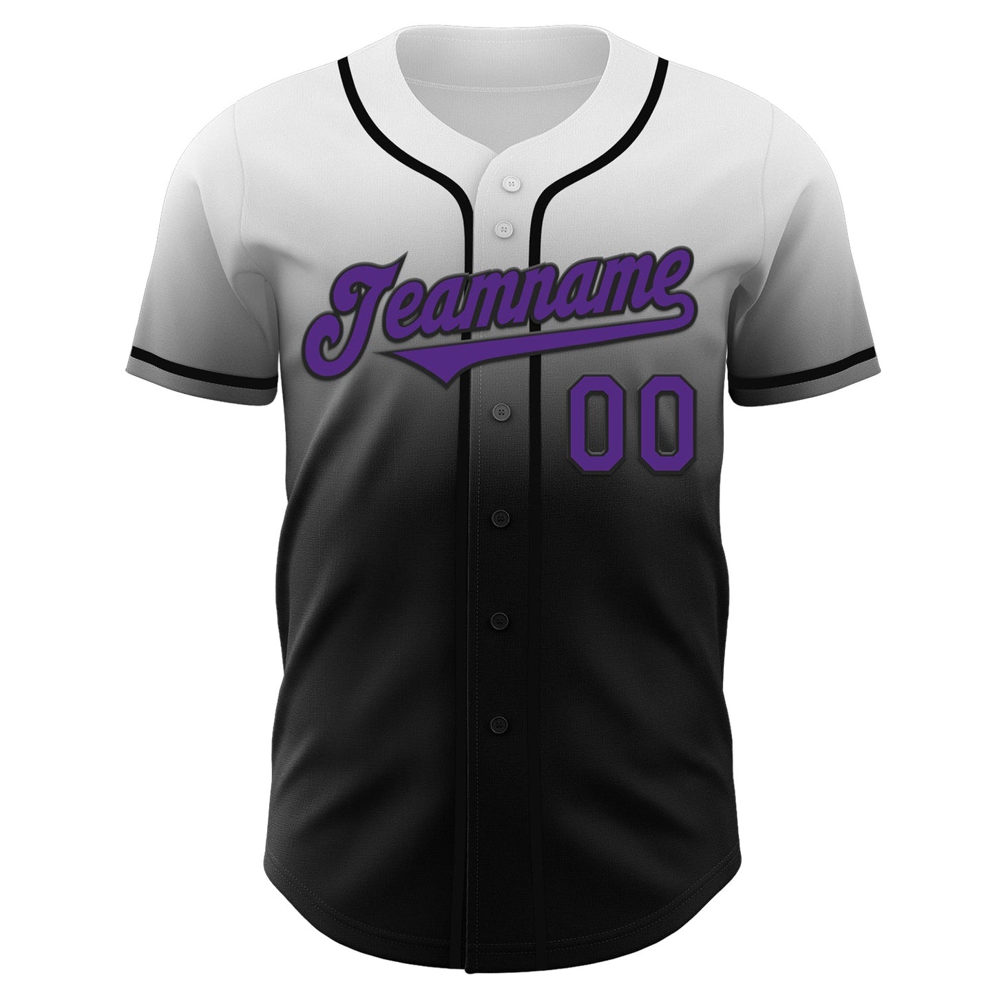 Custom White Purple-Black Authentic Fade Fashion Baseball Jersey view 2