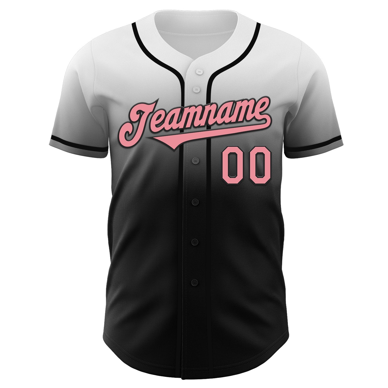 Custom White Medium Pink-Black Authentic Fade Fashion Baseball Jersey view 2