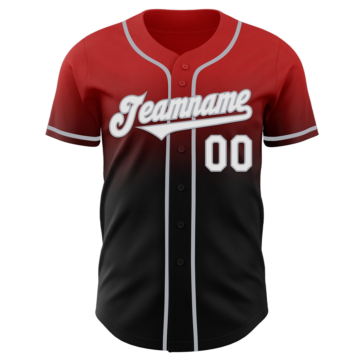 Custom Red Black-Gray Authentic Fade Fashion Baseball Jersey view 2