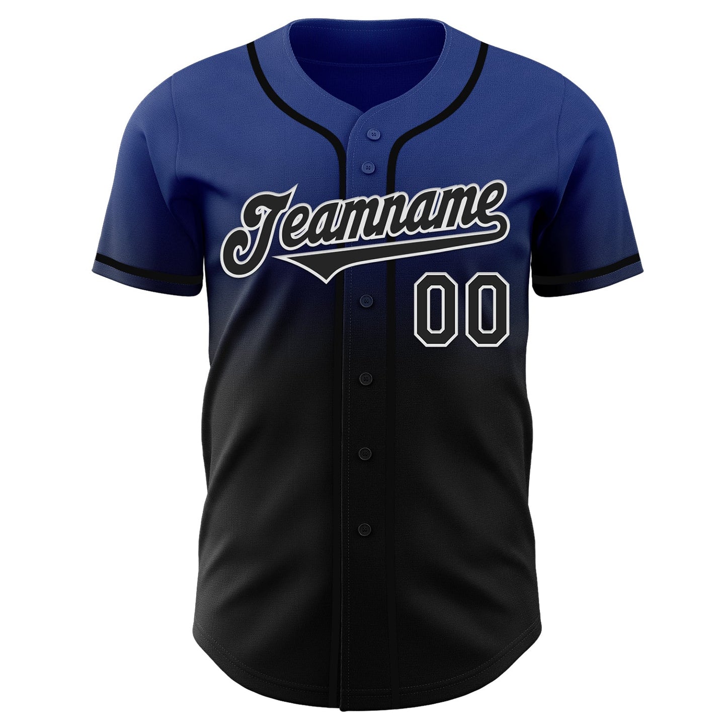 Custom Royal Black-White Authentic Fade Fashion Baseball Jersey view 2