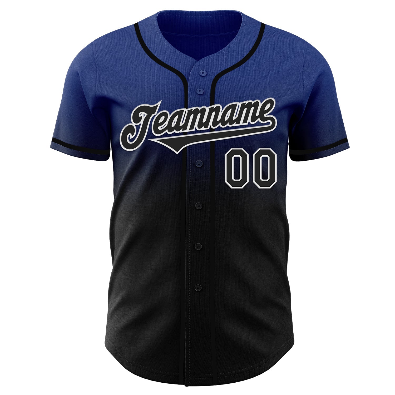 Custom Royal Black-White Authentic Fade Fashion Baseball Jersey view 2